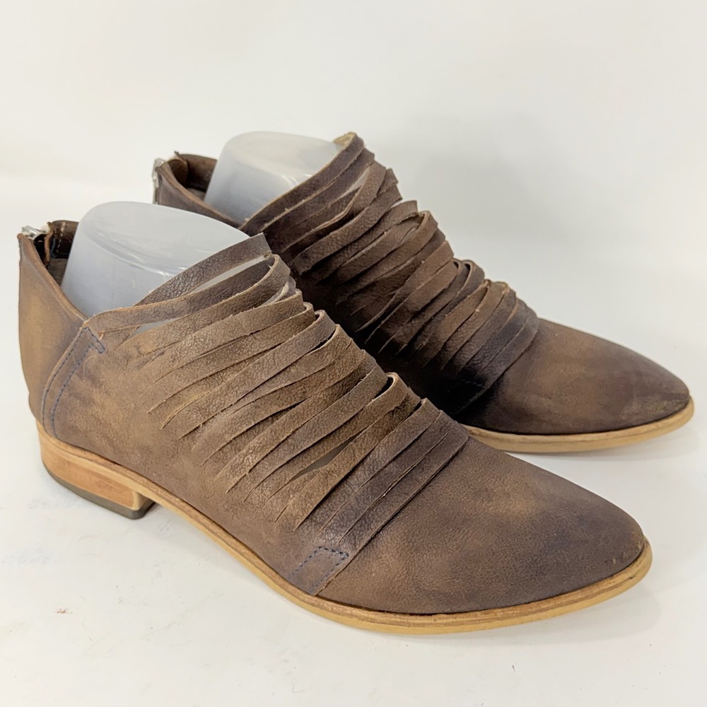 Lavorazione Artigiana Brown Leather Strappy Cage Ankle Boots Size 38 Italy